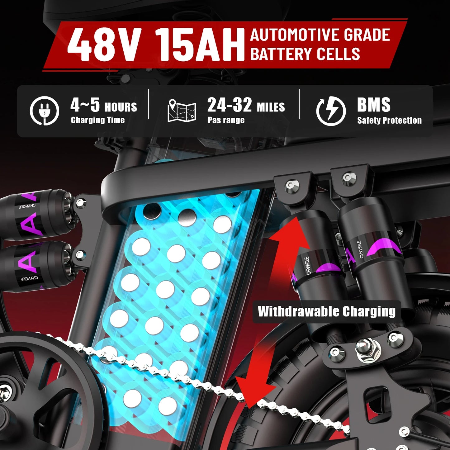 UPlee GE5 Folding Electric Bike 500W Peak Motor 48V 15Ah