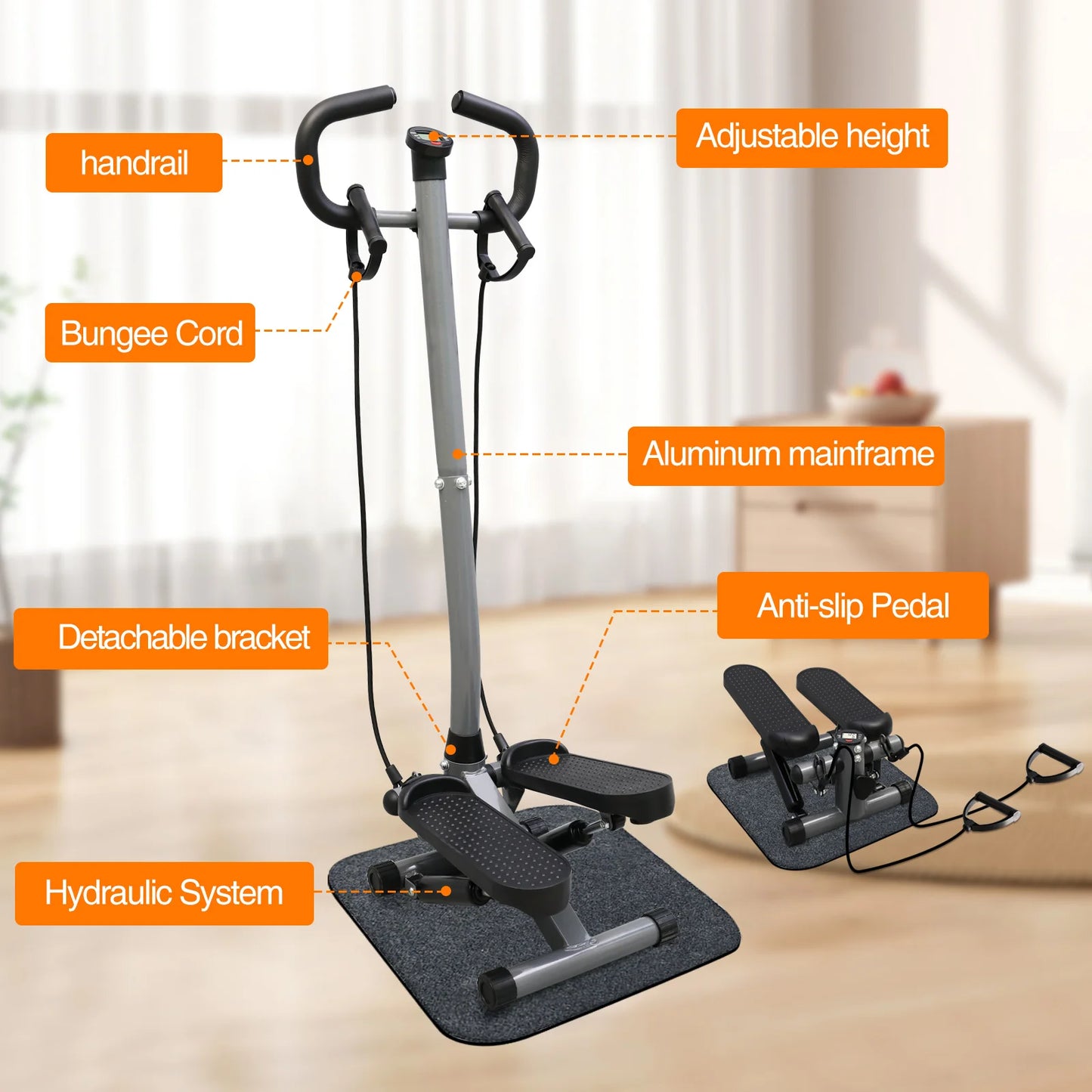 NON Exercise Stepper Machine with LCD Monitor for Home Gym