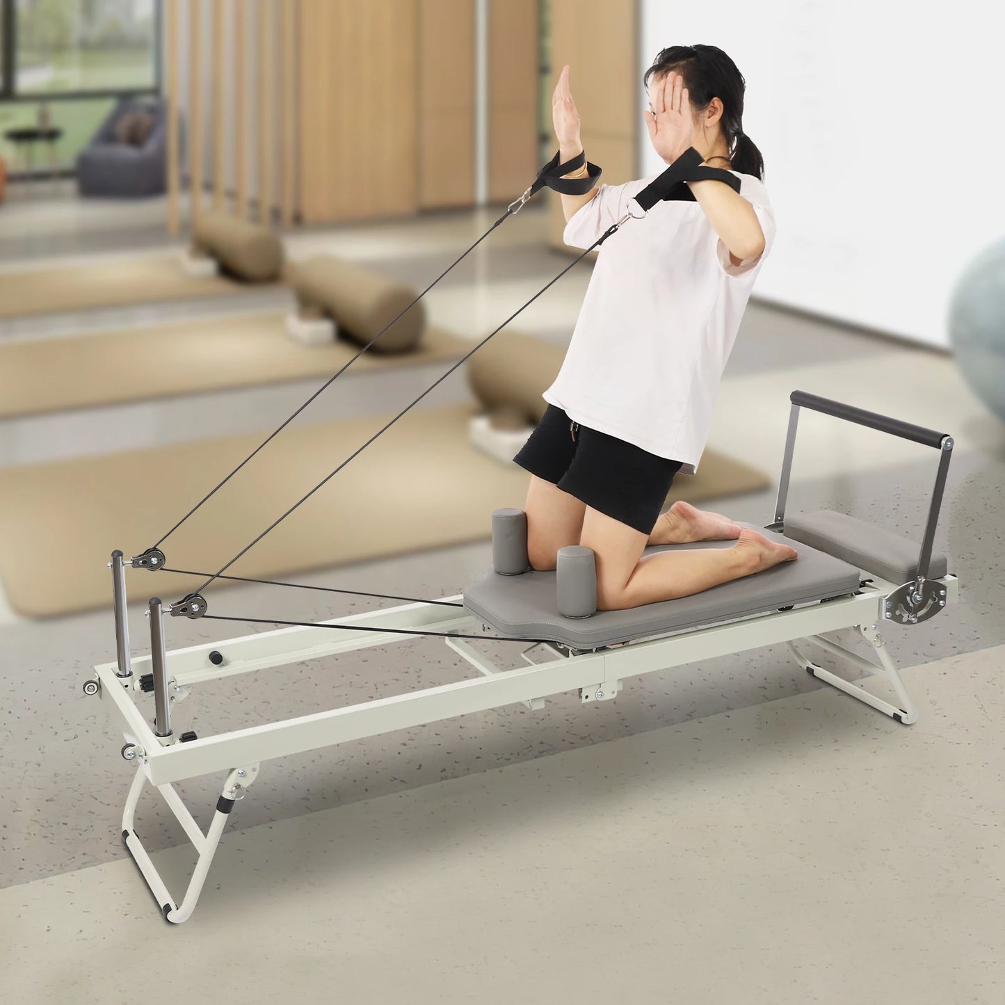 Foldable Pilates Reformer Machine 120Kg Capacity Multifunctional Yoga Equipment