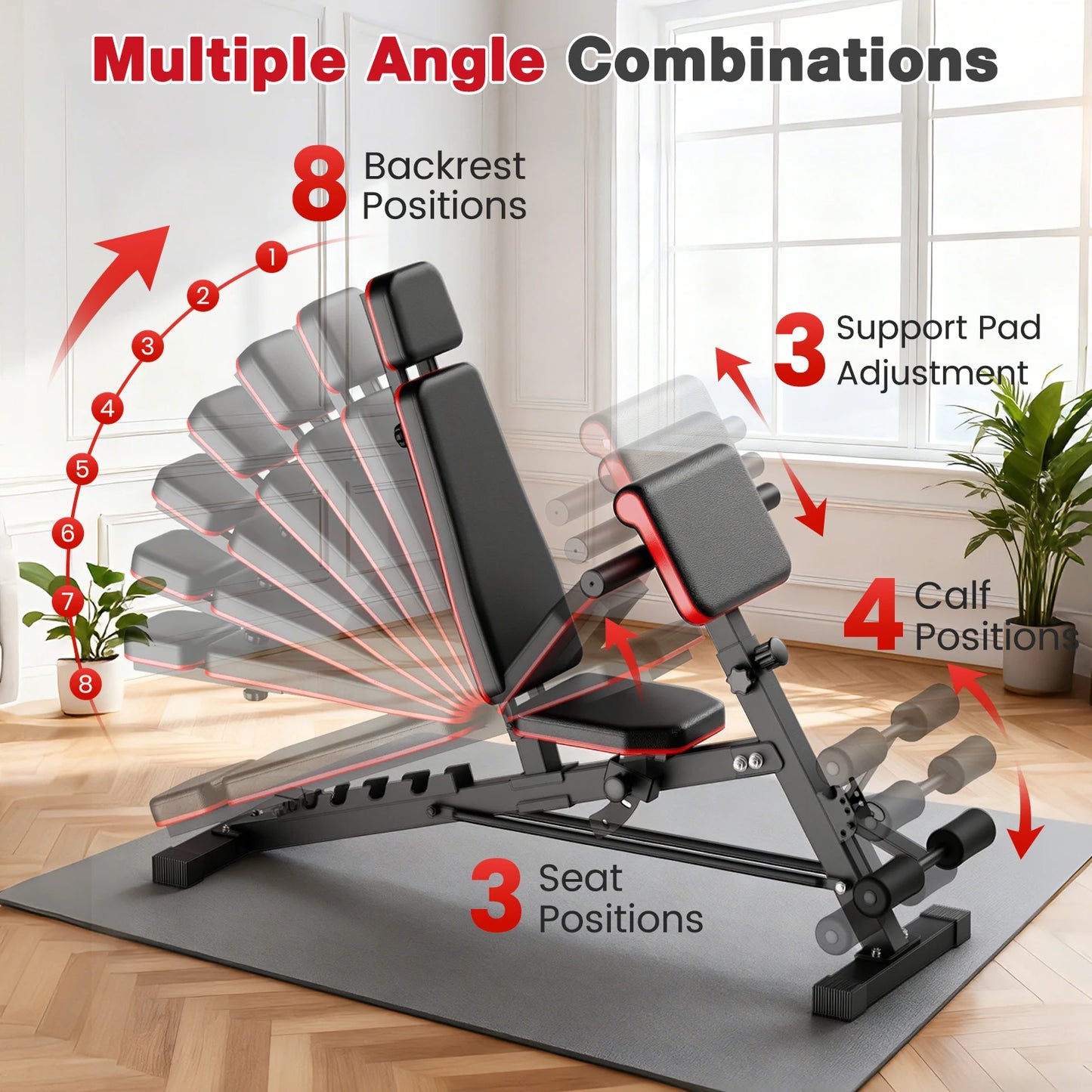 Multifunction Dumbbell Bench Roman Chair Foldable Adjustable Home Gym