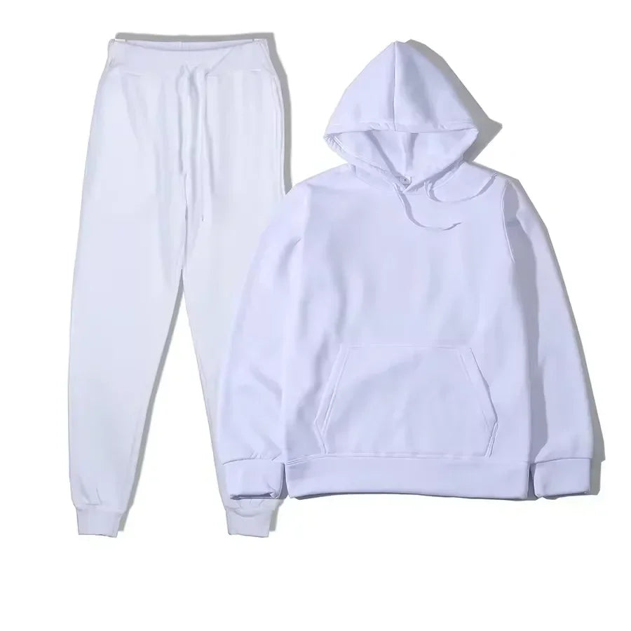 NONECN Winter Women Tracksuit Set Hooded Sweatpants Two Piece