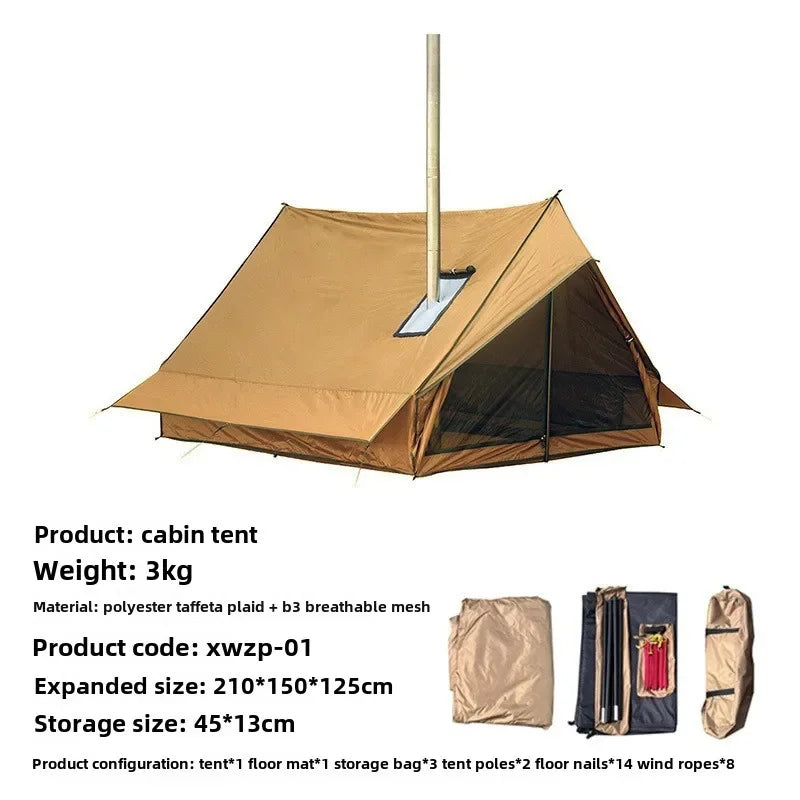 Outdoor Camping Beach Tent Small Cabin Style Lightweight 2-Person BC Tent with Chimney Vent Waterproof