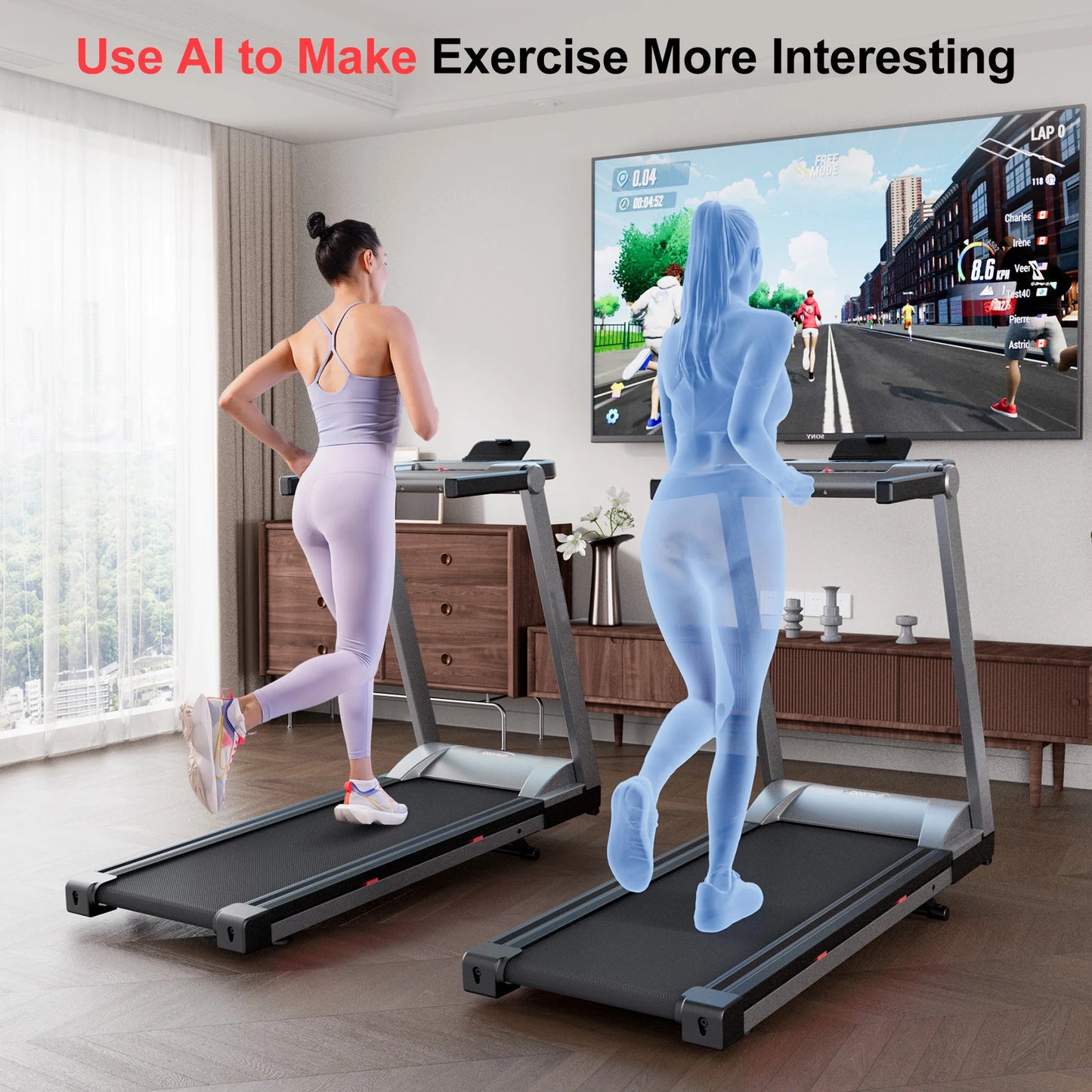 Superun Foldable Incline Treadmill Walking Pad With Touch Screen App
