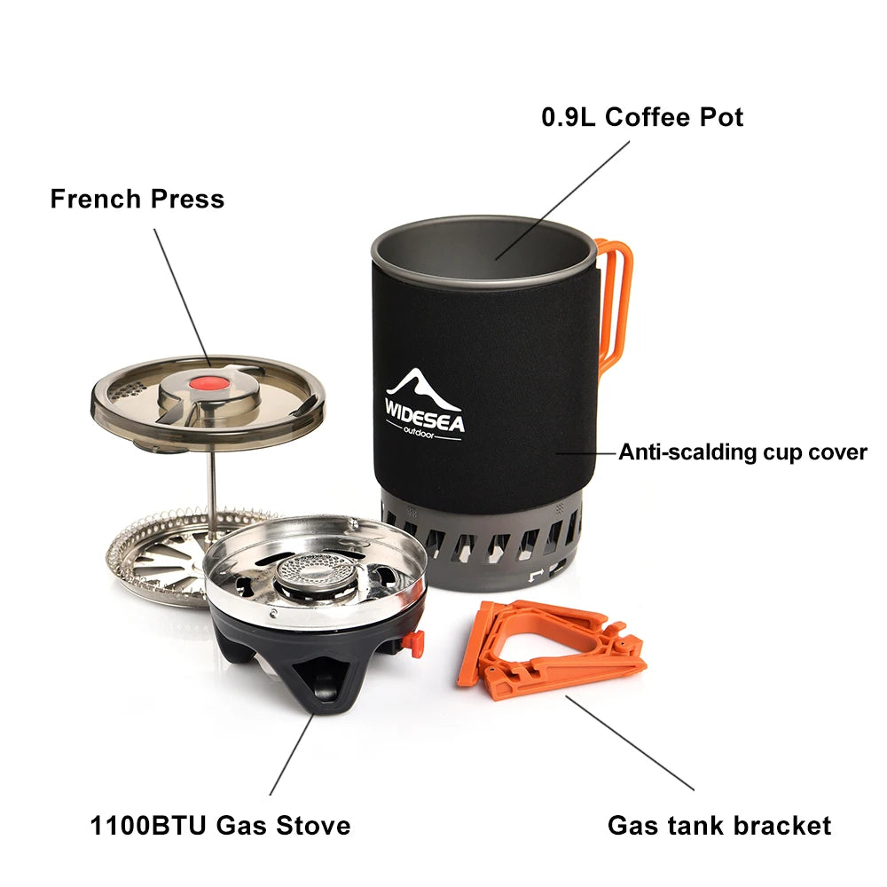 Widesea Camping Gas Stove With Heat Exchanger And Cookware Set