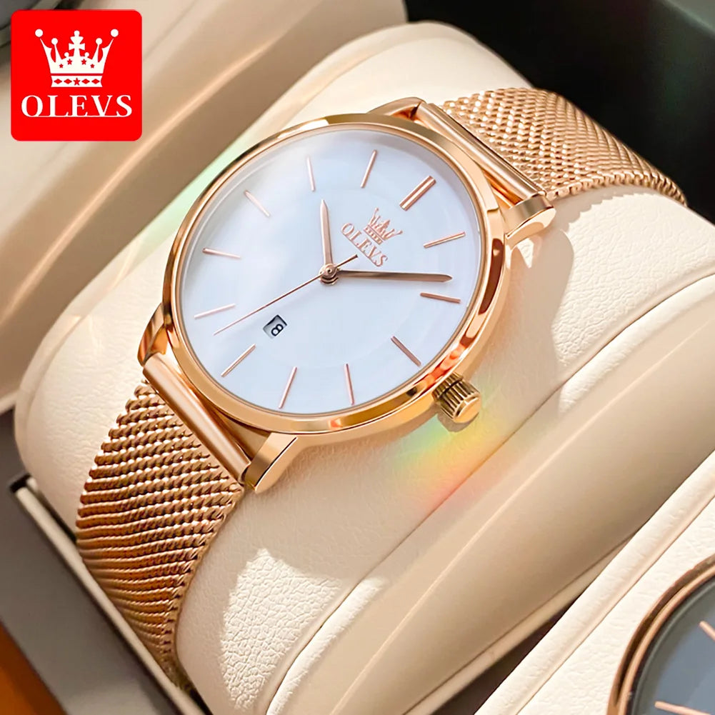 OLEVS Women's Ultra Thin Quartz Watch With Calendar And Waterproof