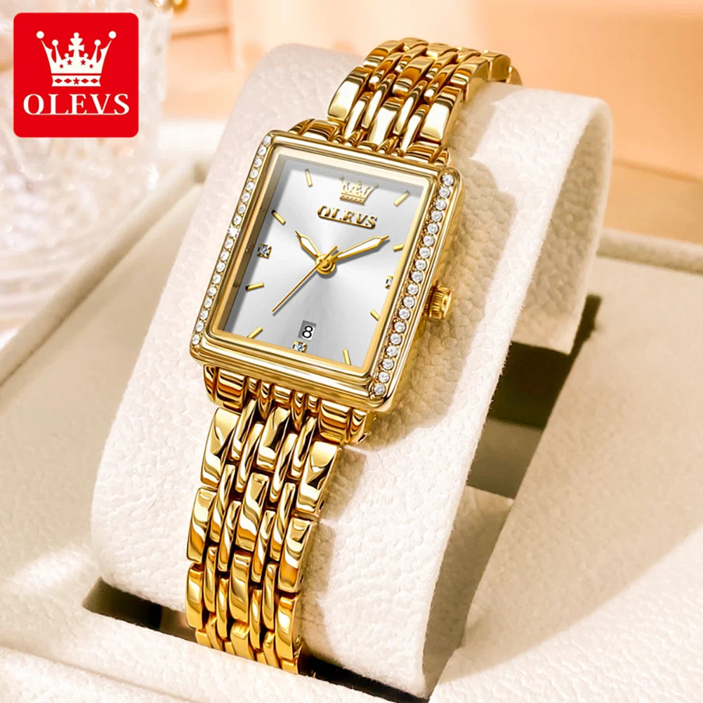 OLEVS Women's Diamond Watch Luxury Elegant Stainless Steel Quartz