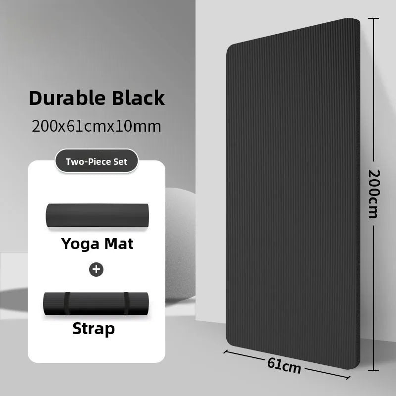Men's Fitn Yoga Mat Thiened 20mm Wide Long Anti-slip Exercise Yoga Mat for Home Use l Rubber Pure Color Design