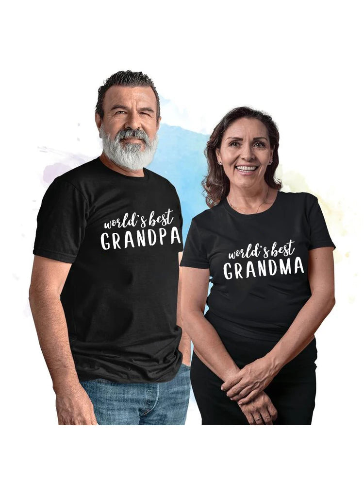 GrandMA GrandPA T Shirt Word's Best Grandpa/grandma Graphic Tshirt Casual Short Sleeve Grandma Grandpa Matching T-Shirts