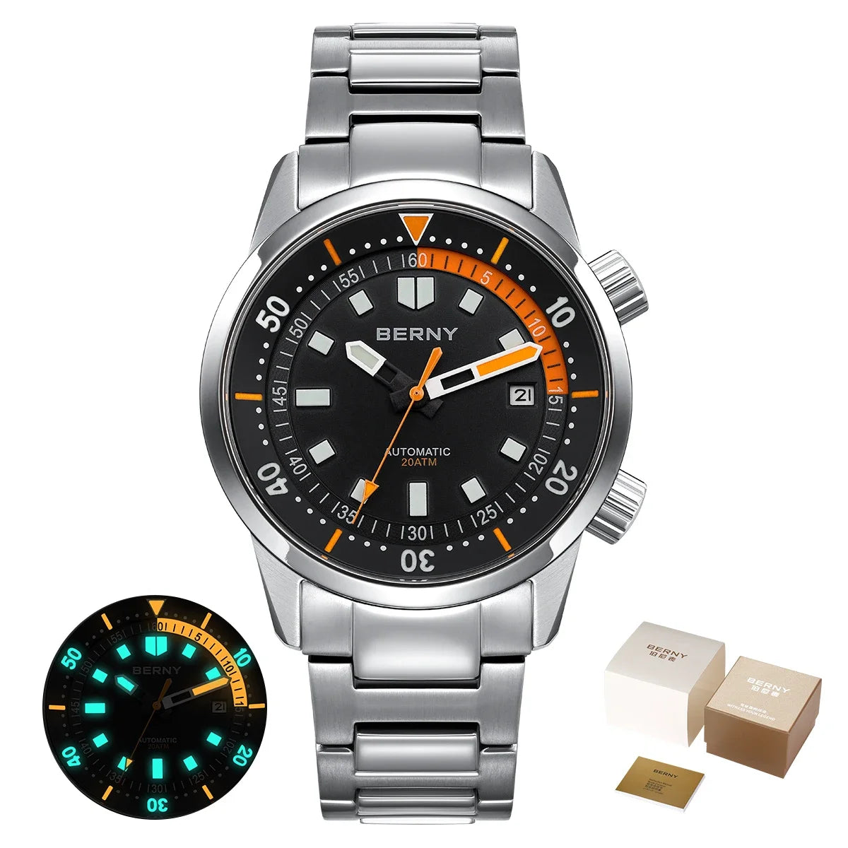 BERNY 200M Waterproof Automatic Diver Watch With Sapphire Glass