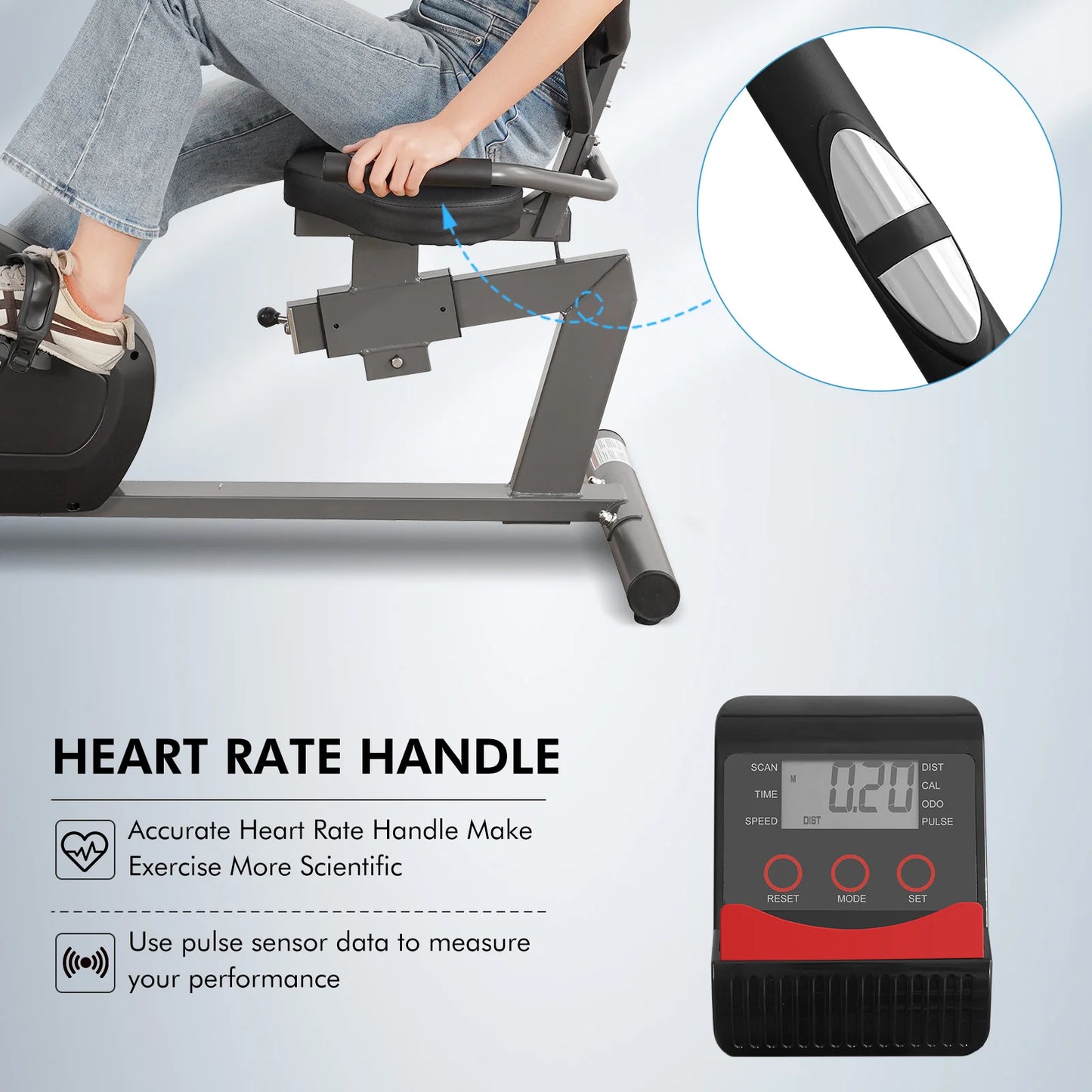 Sturdy Quiet Recumbent Exercise Bike With 8 Levels Home Use
