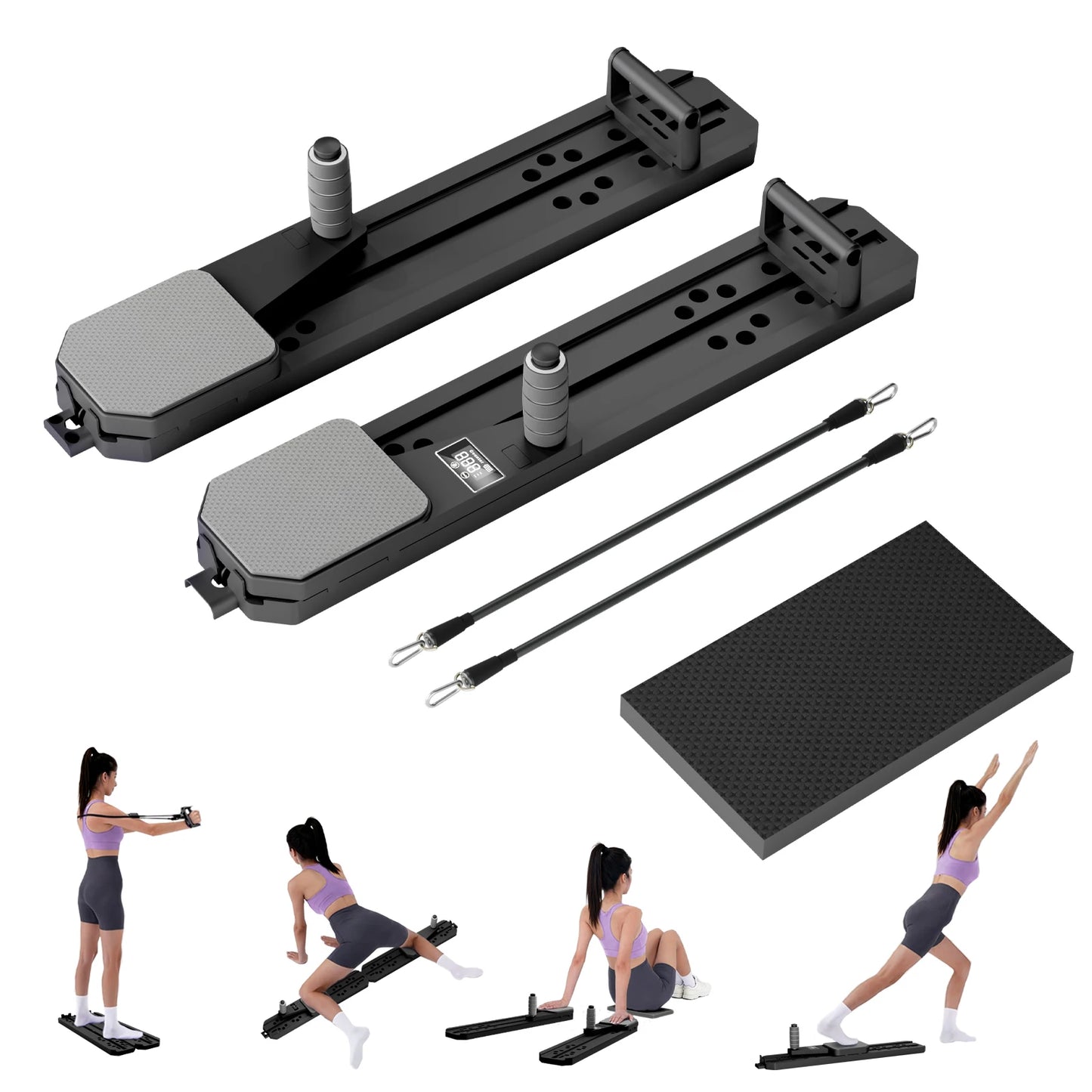 Foldable Pilates Board With Ski Balance Board And Timer Display