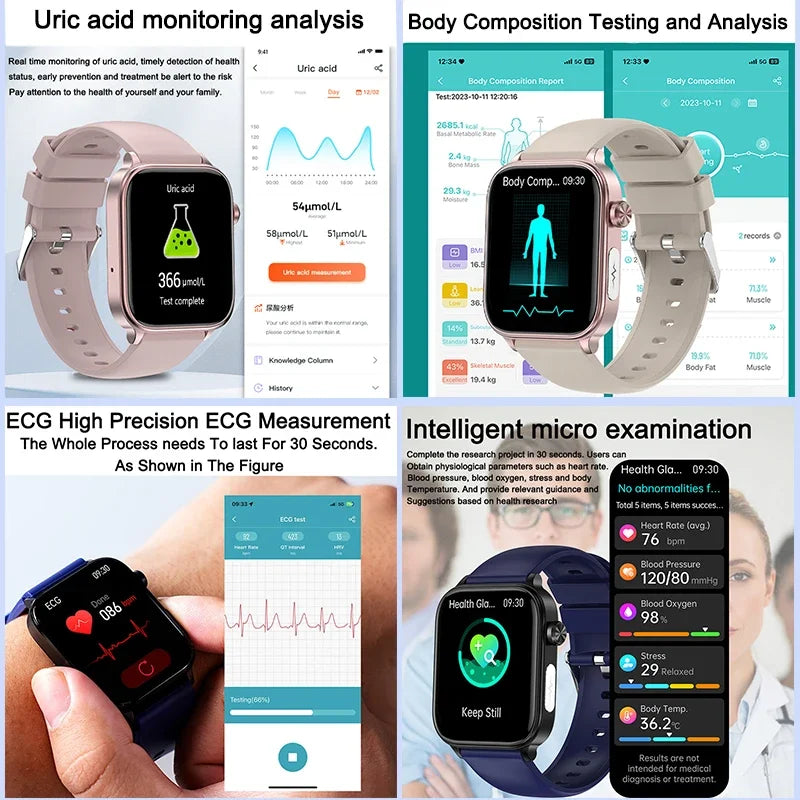 ECG PPG Smart Watch Health Tracker Blood Pressure Lipids