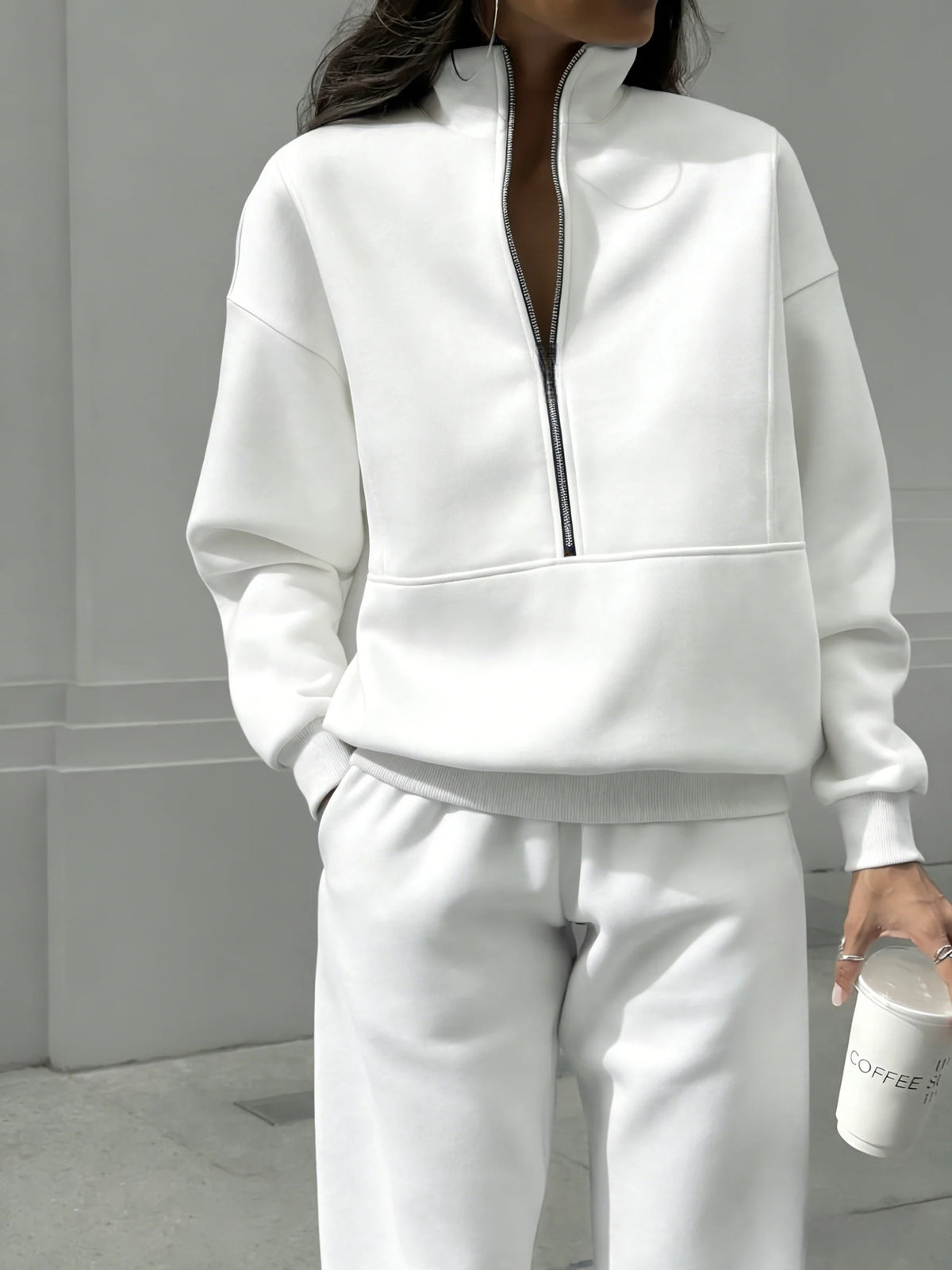 Women Half Zip Two Piece Tracksuit Casual Loungewear Set