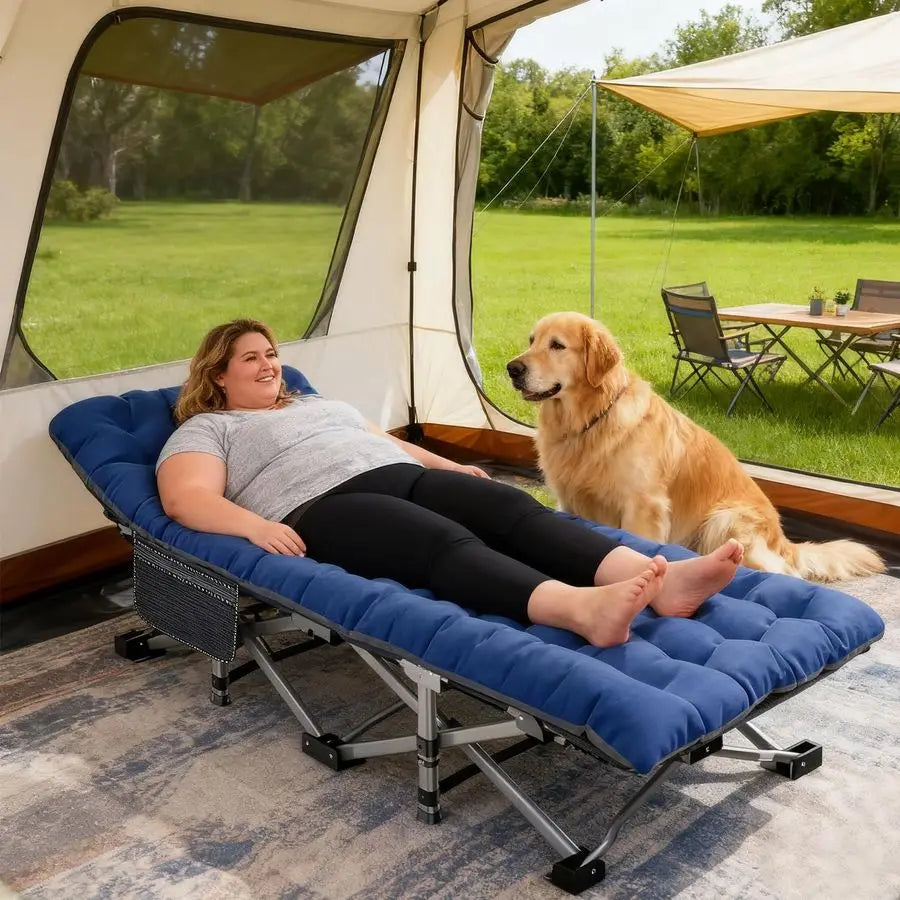 Folding Camping Cot With Mattress Heavy Duty Carry Bag