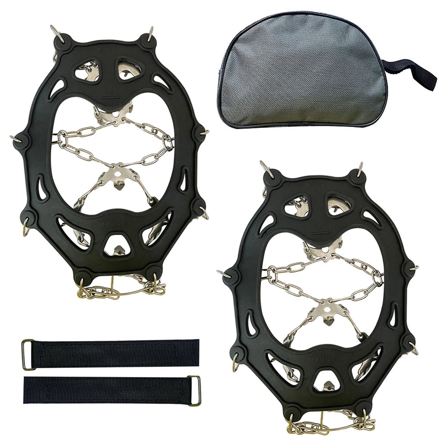 1/2Pair 19 Teeth Snow Spikes Crampons Anti Slip Ice Gripper Cleats Chain Claws for Hiking Climbing Fishing Walking Boots Cover ﻿