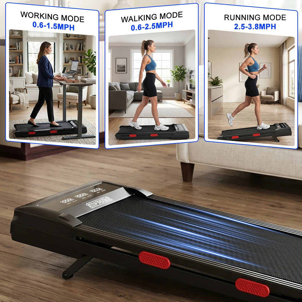 Superun 3.0HP Incline Under Desk Walking Pad Treadmill for Home