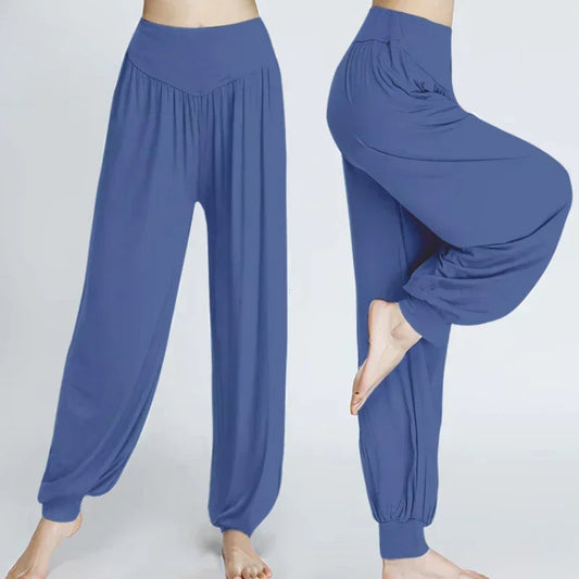 Womens Elastic Loose Casual Yoga Pants Breathable Polyester Dance Sports