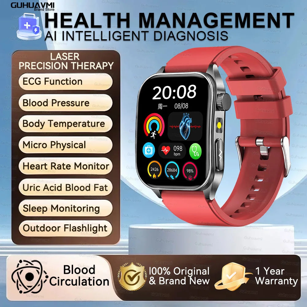 Smartwatch With Laser Therapy ECG Monitor And Blood Oxygen