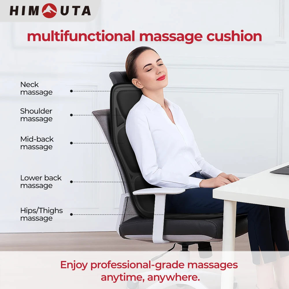 Himouta Heated Back Massager Cushion For Lumbar Neck Pain Relief