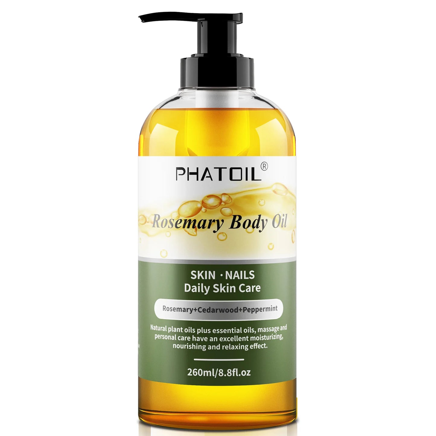 PHATOIL 260ml Body Oil For Skin Care Massage Oil Vanilla Ginger Grapefruit Basil Lavender Rosemary Rose Fragrance Body Oils