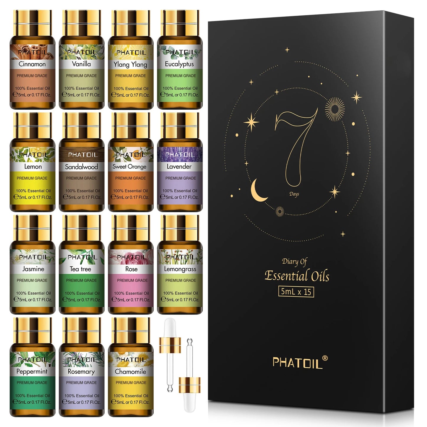 PHATOIL Essential Oils Gift Set 15 Pieces Pure Plant Extracts