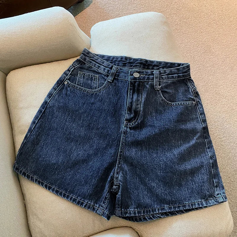 High Waist Denim Shorts For Women Casual Streetwear Loose Fit