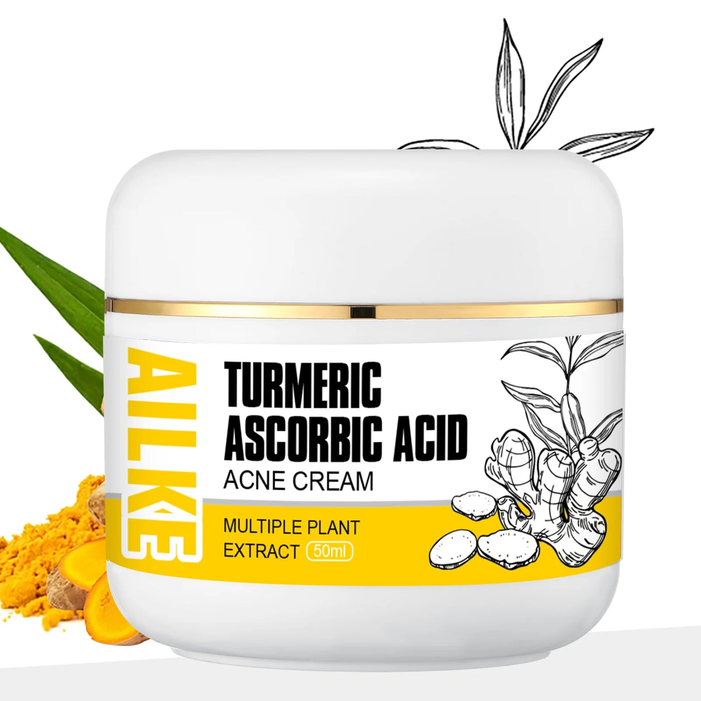 AILKE Organic Turmeric Skin Care Set, Brighten, Cleaning Skin, Remove Acne,Pimples, Whitening, Even Skin Tone, Improve Dry Skin