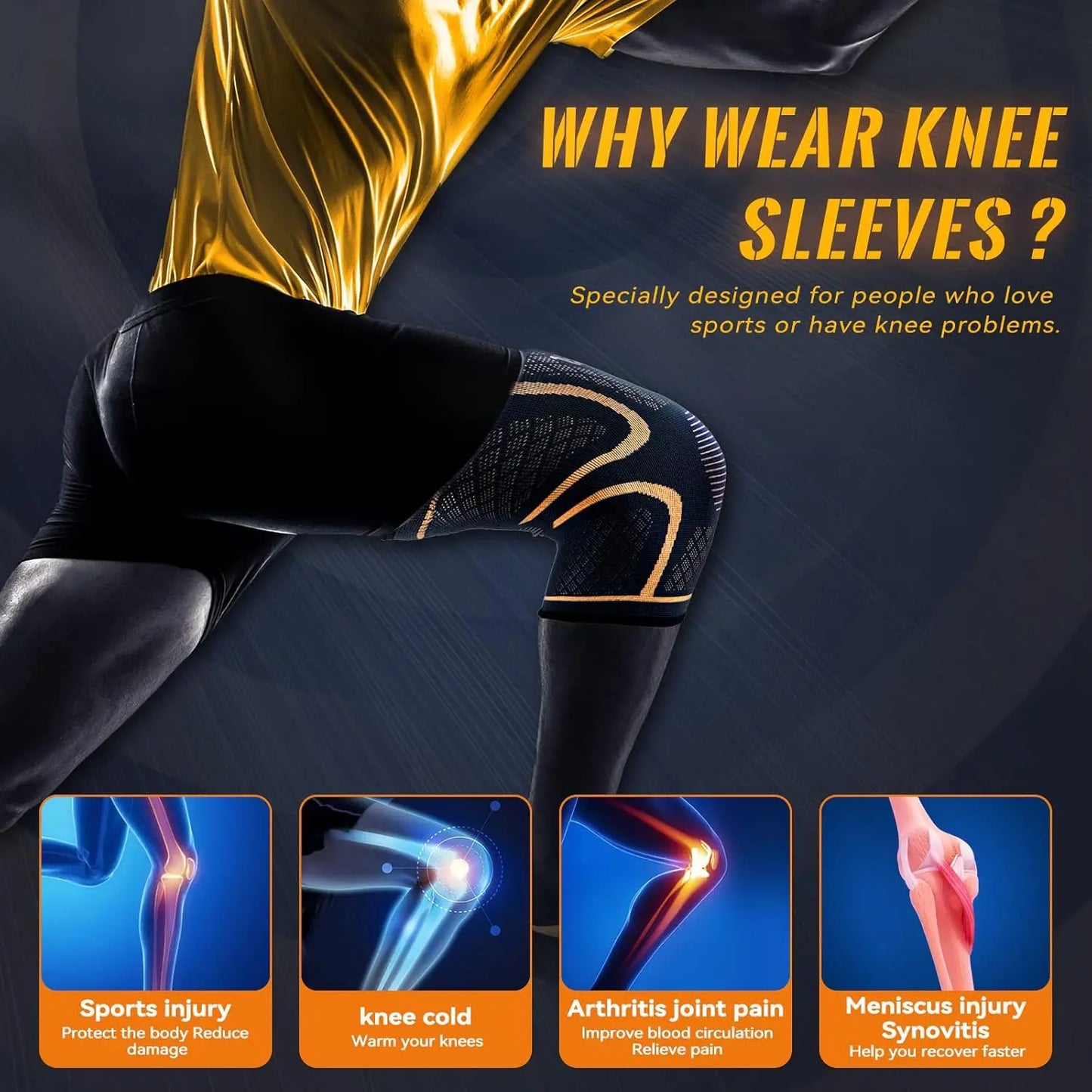 Copper Compression Knee Braces For Men And Women 2 Pack