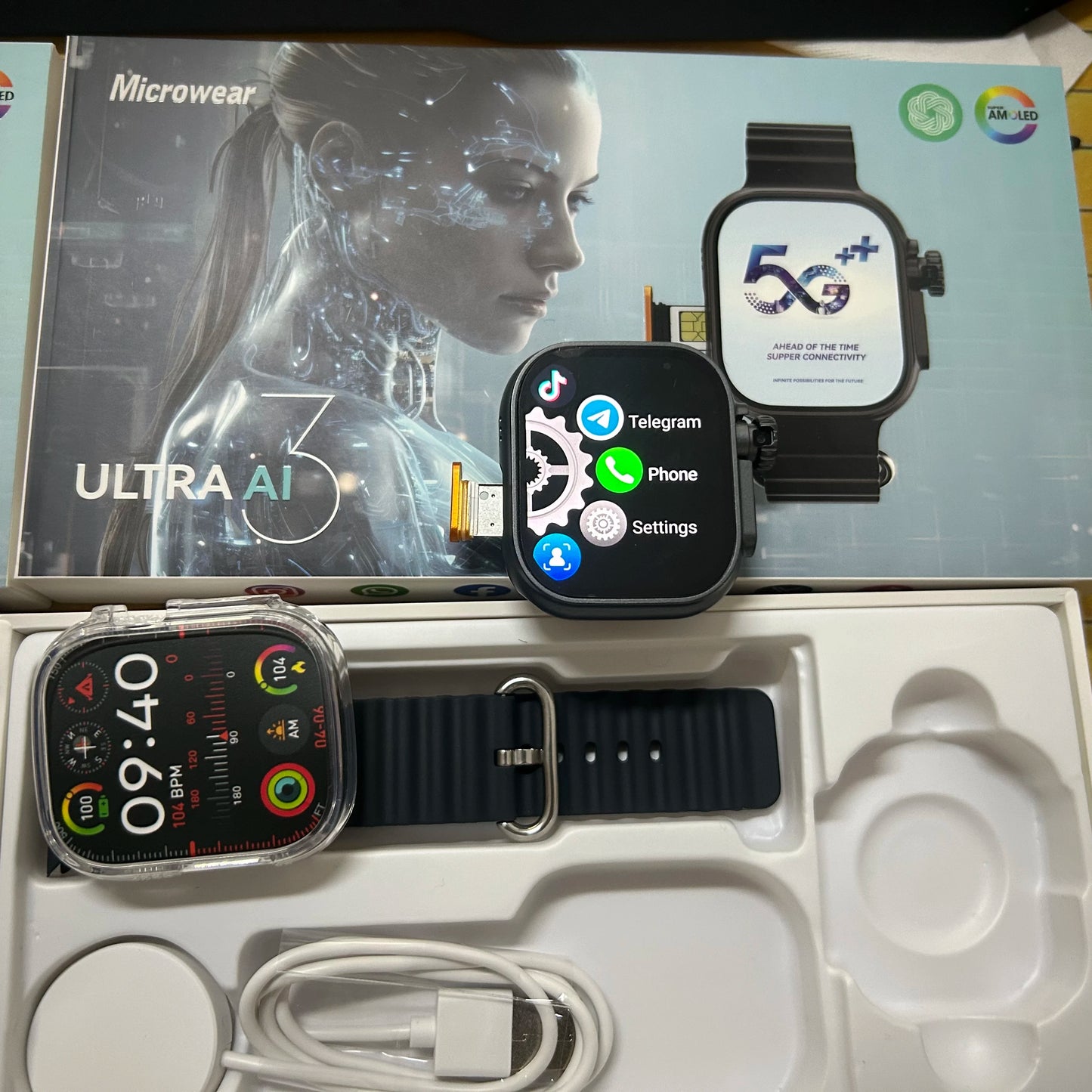 Microwear Ultra Ai3 5G Smartwatch Rotating Camera GPS Google Play