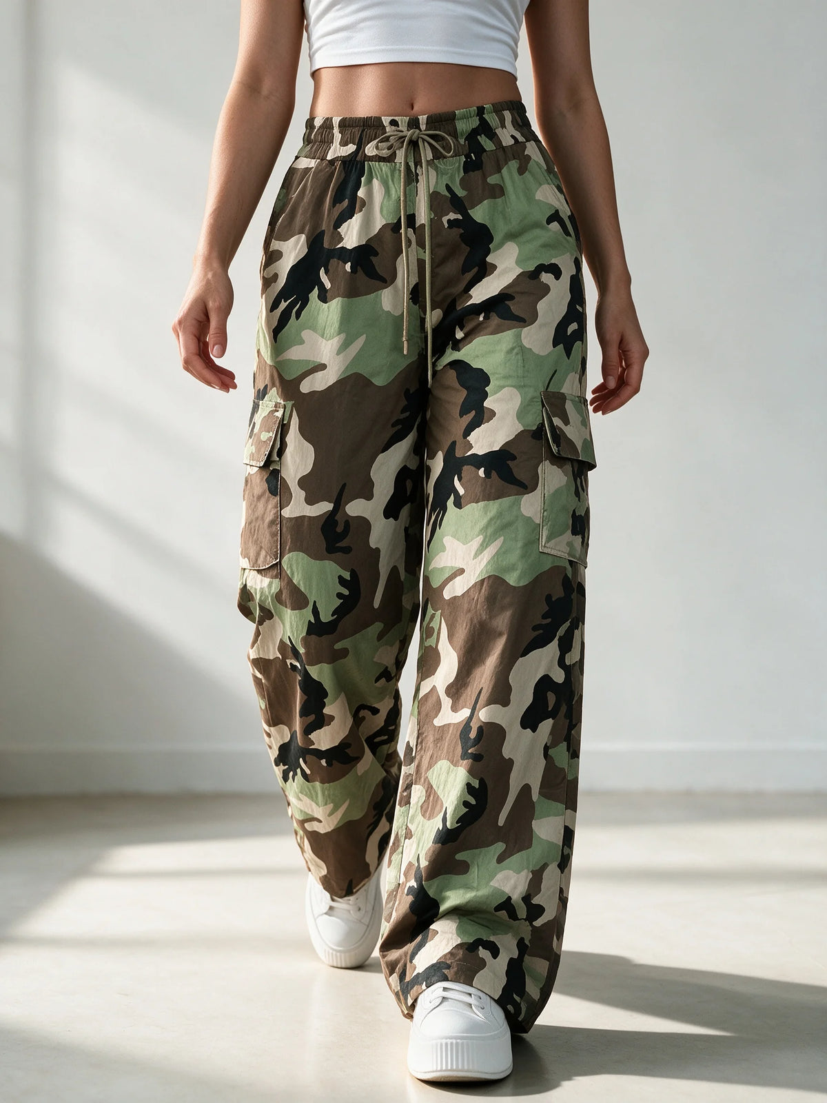 Women's High Waist Cargo Pants Quick Dry Lightweight Elastic Trousers