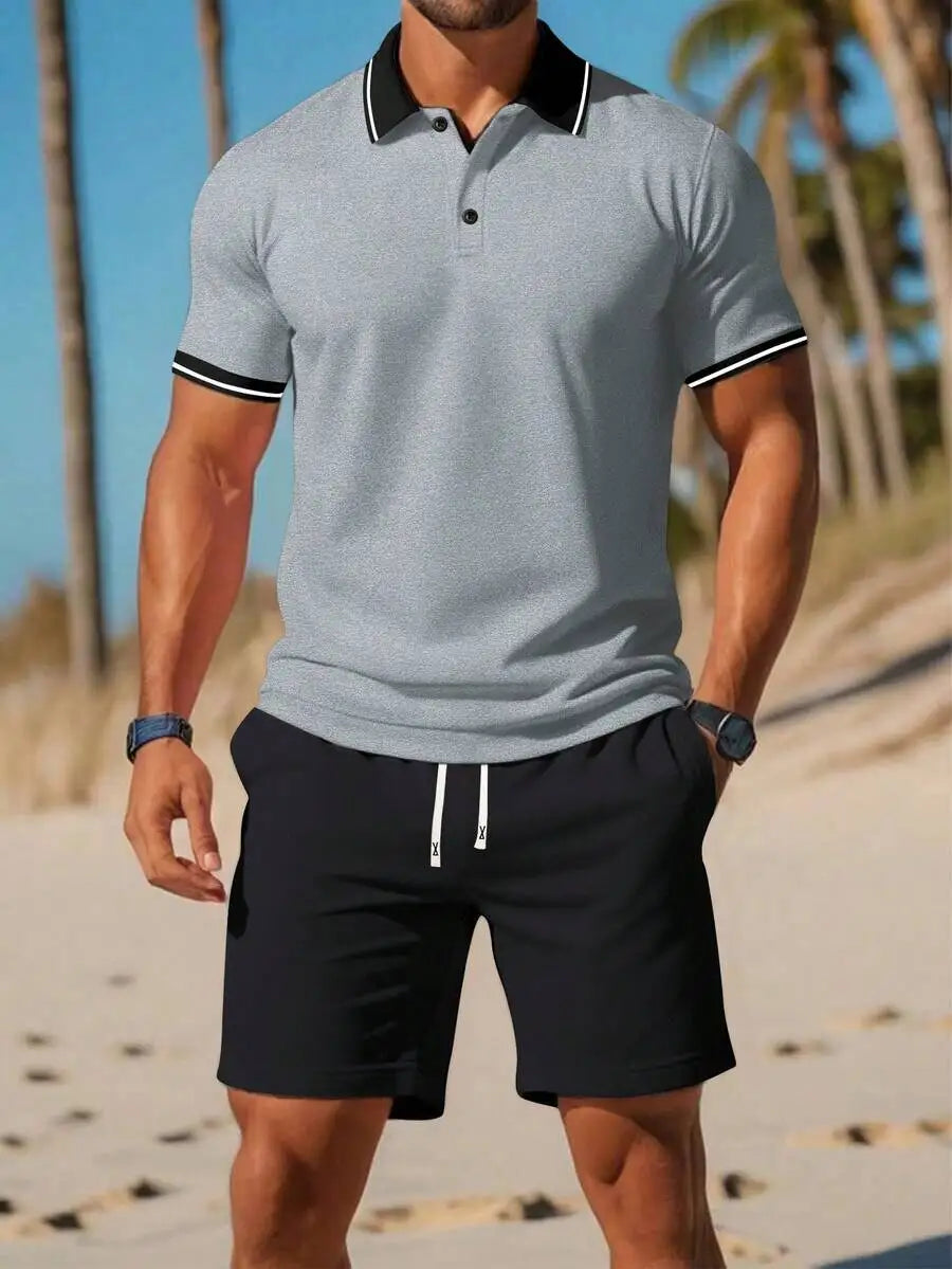 Men's Shirt And Shorts Set Casual Summer Activewear Breathable