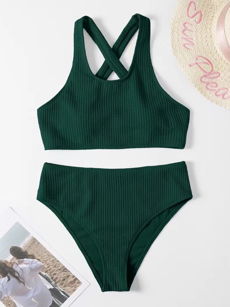 Criss Cross High Waist Push Up Bikini Set For Women