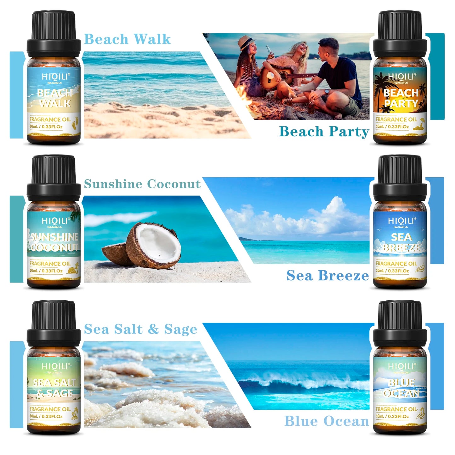 HIQILI GoldCoast 6 Piece Fragrance Oils Gift Set Essentials