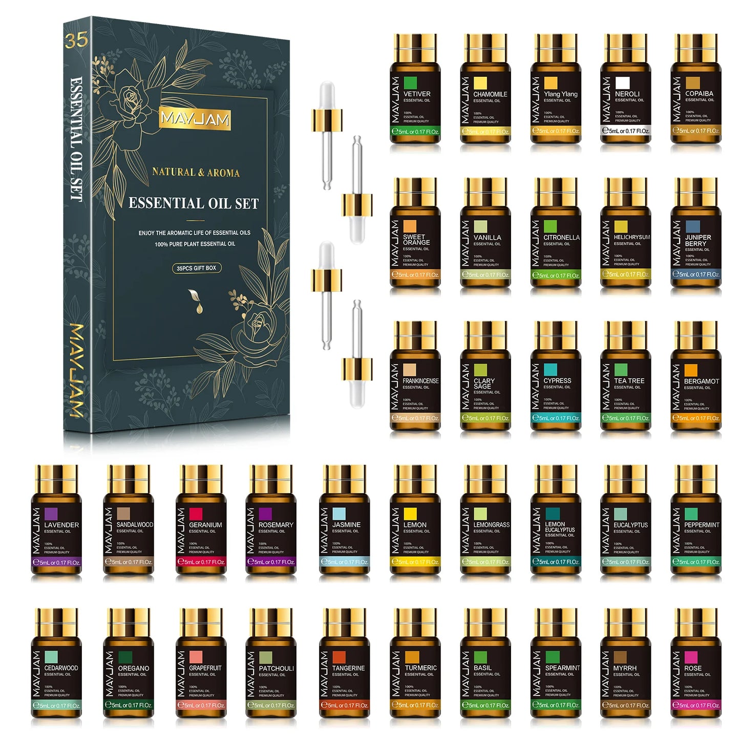 MAYJAM Essential Oils Set 35pcs For Humidifier Diffuser Air Freshener