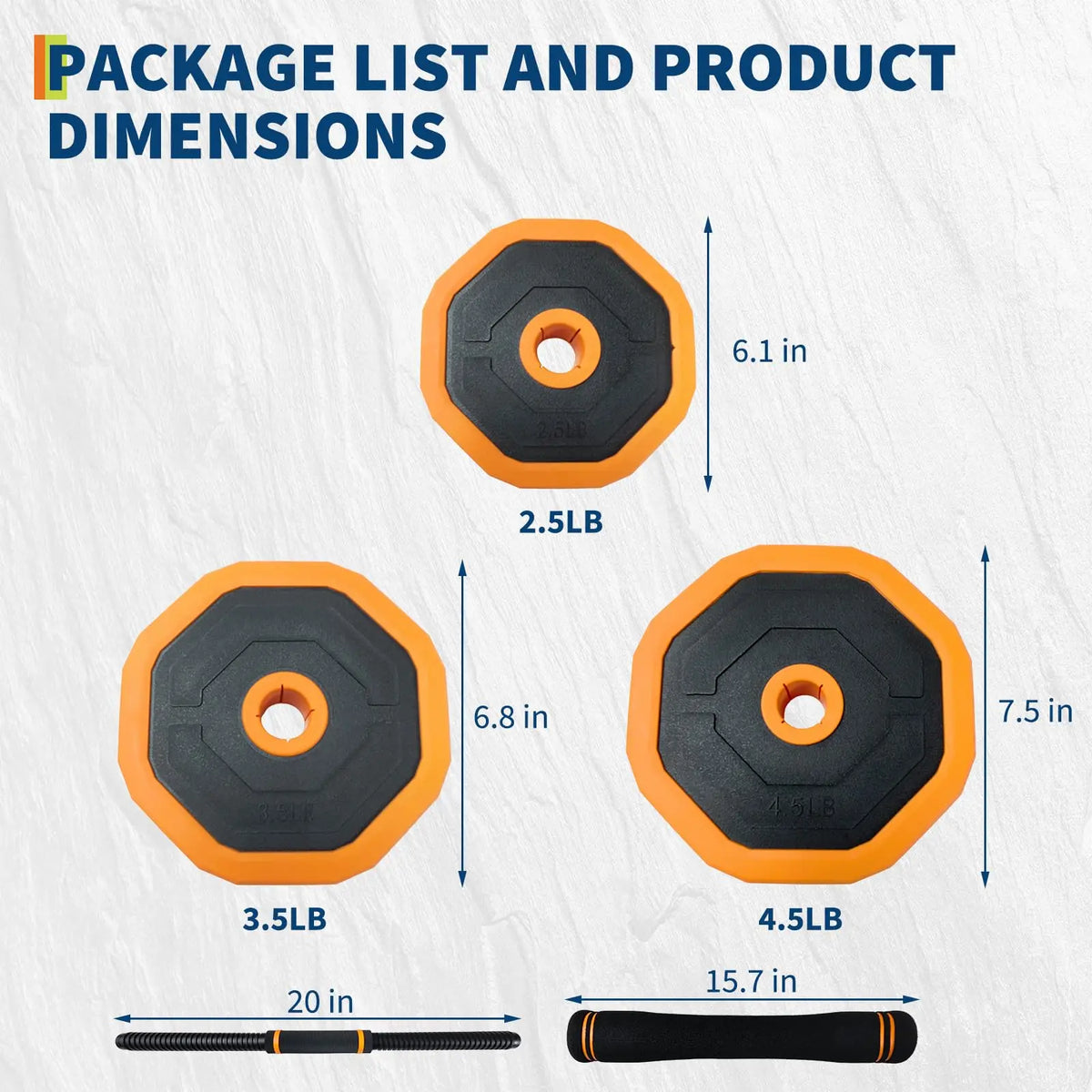 Adjustable Dumbbells 44lb Connector 4-In-1 Free Weight Barbell Kettlebell Set