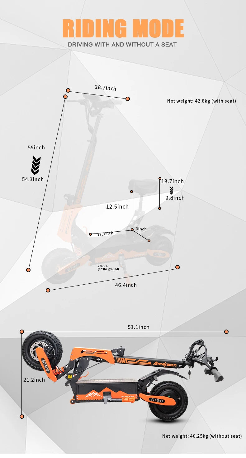 Arwibon 5600W Dual Motor Electric Scooter 46MPH Top Speed