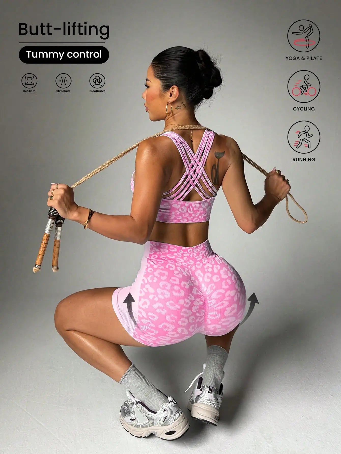 Leopard Print High Waisted Yoga Set For Women Tight Fit