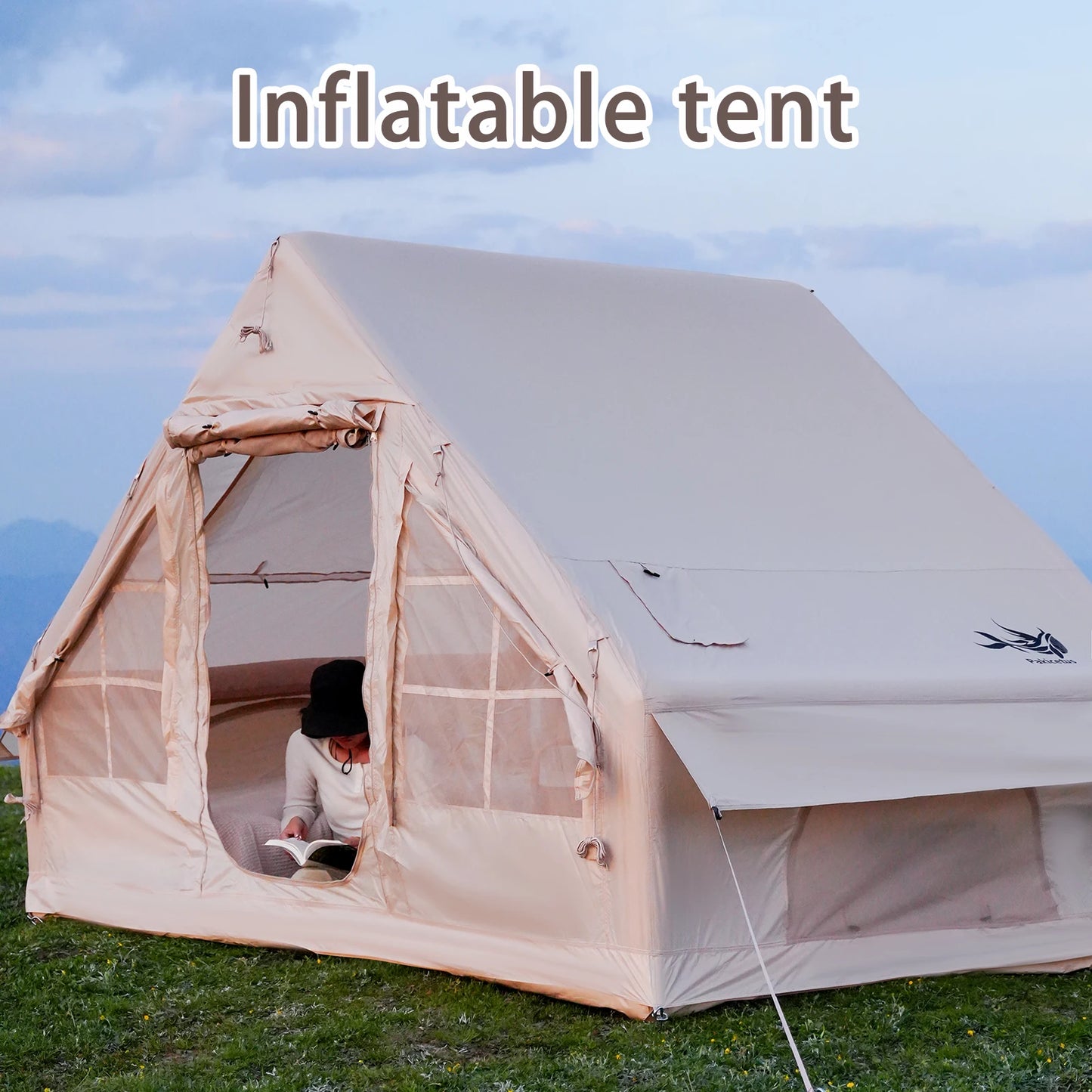 Pakicetus Inflatable Camping Tent With Quick Setup Frame Stove Jack