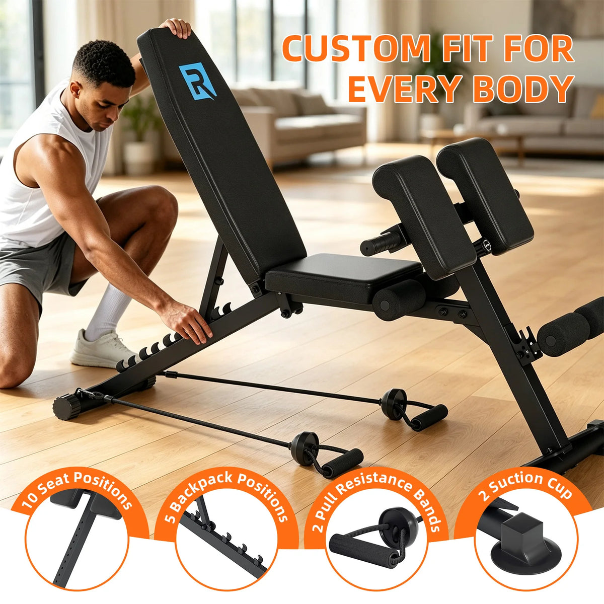 Compact Heavy Duty Adjustable Weight Bench, 330LBS User Load Bearing, 5mm Steel Triangular Design for Indoor Home Gym Exercise
