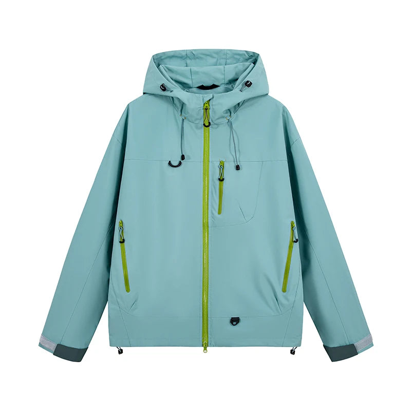 Unisex Waterproof Hiking Jacket Hooded Windbreaker For Outdoor Activities