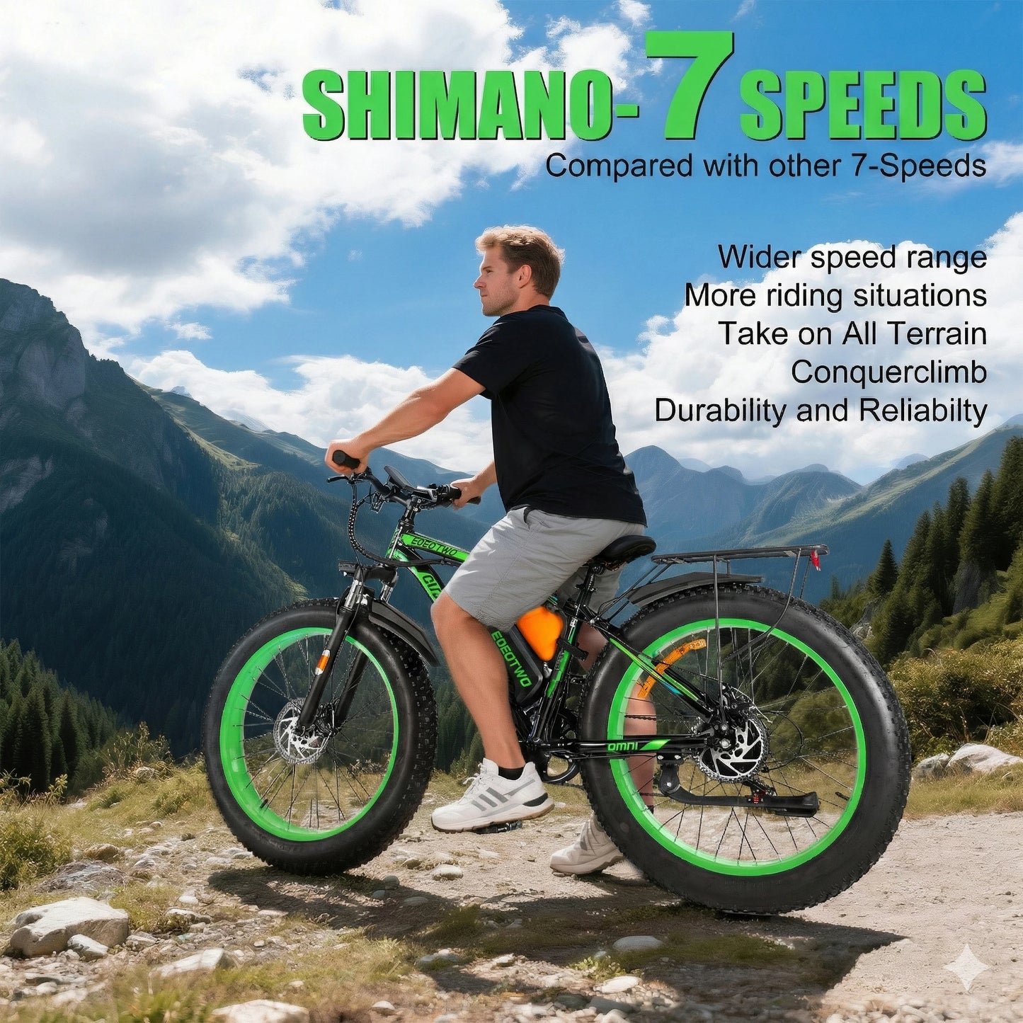 EOEOTWO Fat Tire Electric Bike 48V 20Ah 1000W Motor