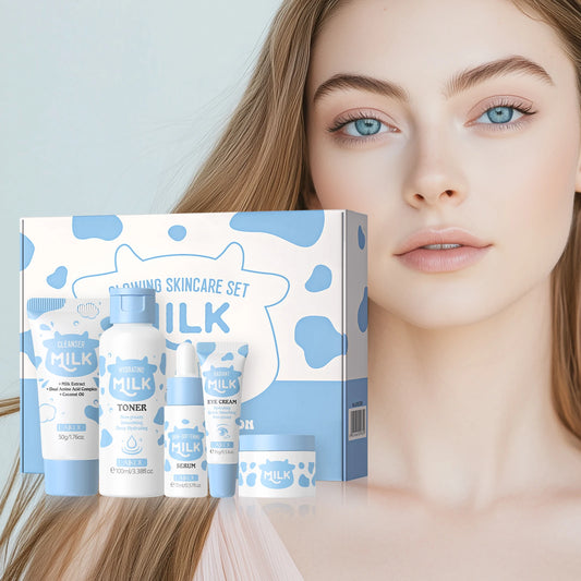 LAIKOU Milk Glowing Skincare Set Hydrating Brightening Anti Aging Firming