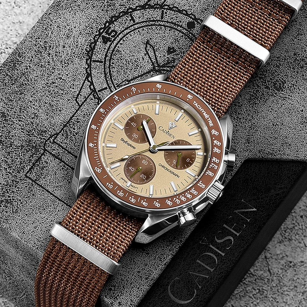 Cadisen Mens Quartz Chronograph Watch With Sapphire Crystal For Men