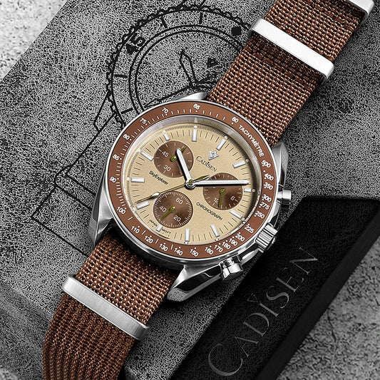 Cadisen Mens Quartz Chronograph Watch With Sapphire Crystal For Men
