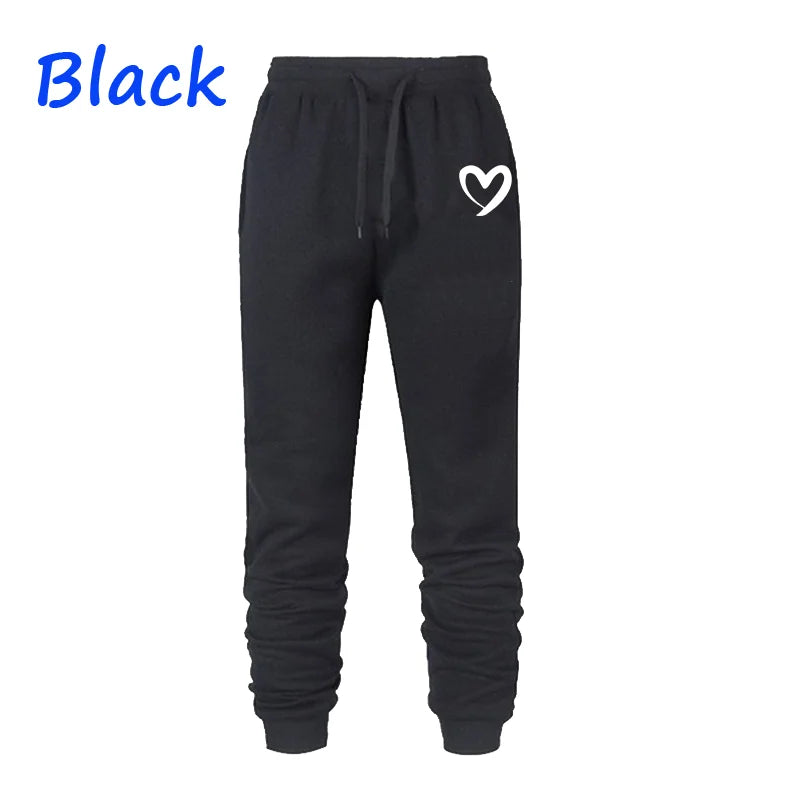 Women Heart Print Sweatpants Polyester Blend Jogger Trousers Autumn Winter