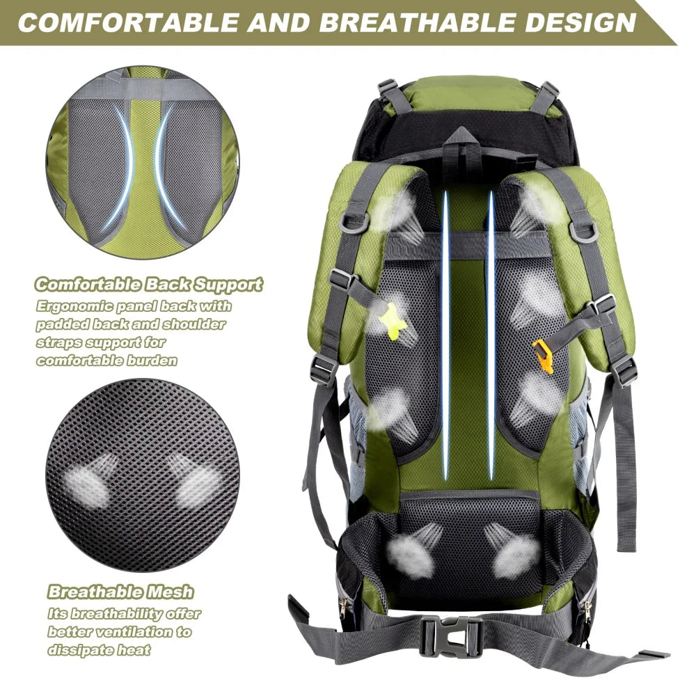Night Cat Waterproof Hiking Backpack With Rain Cover For Camping