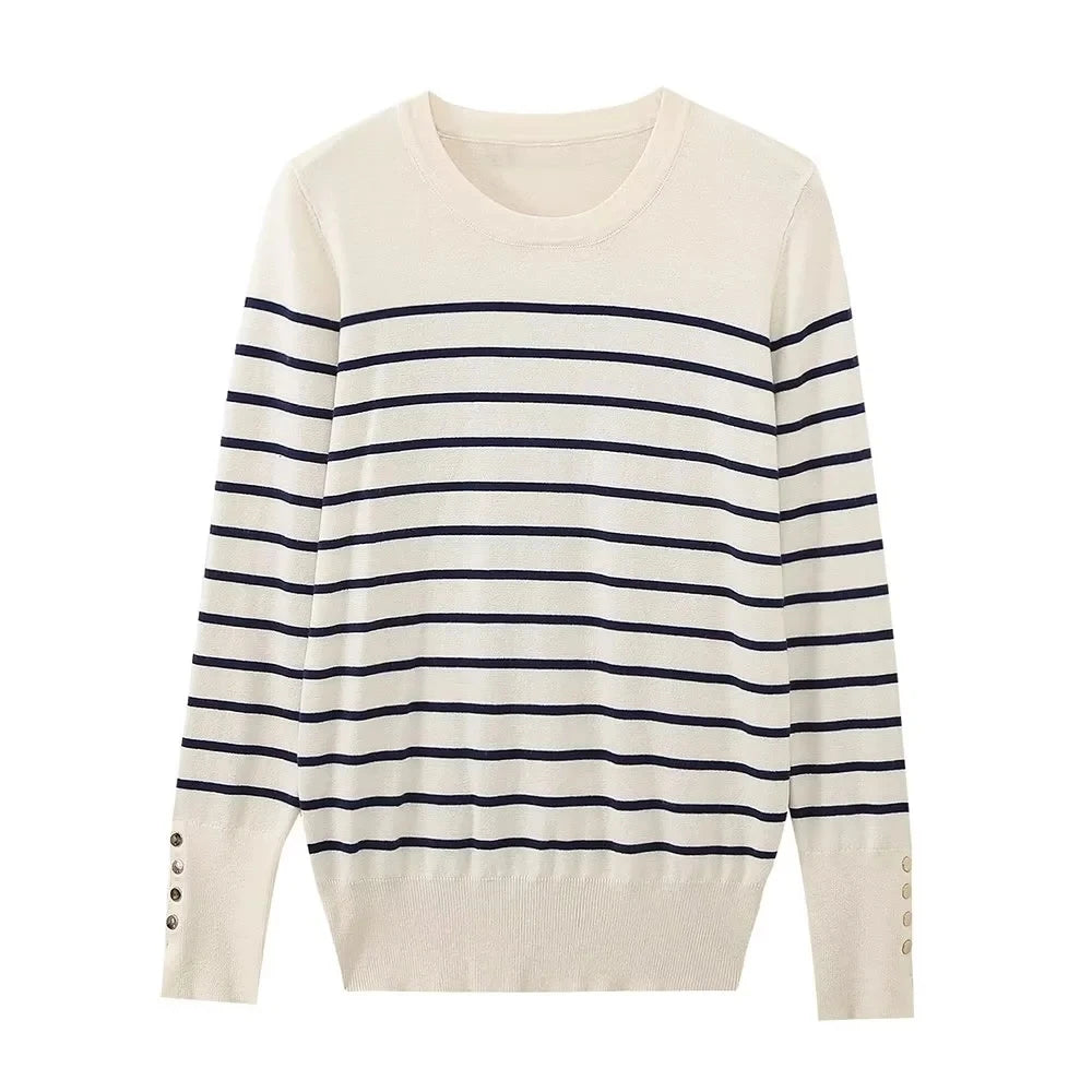 Others Loose Long Sleeve Round Neck Knit Sweater For Summer