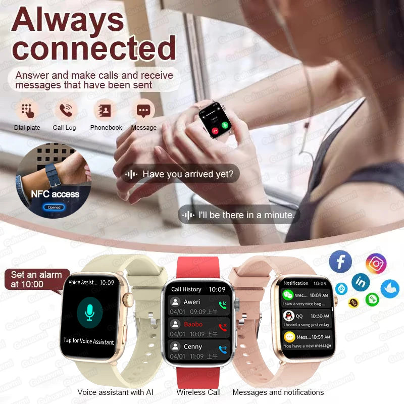 AI Smart Diagnosis Watch HRV PPG Blood Pressure Health Monitor NFC IP68