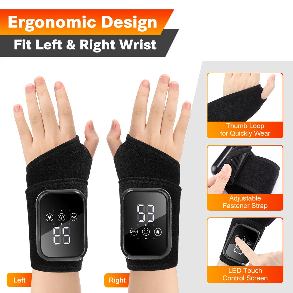 Agdoad Electric Heating Wrist Massager With Vibration Carpal Relief