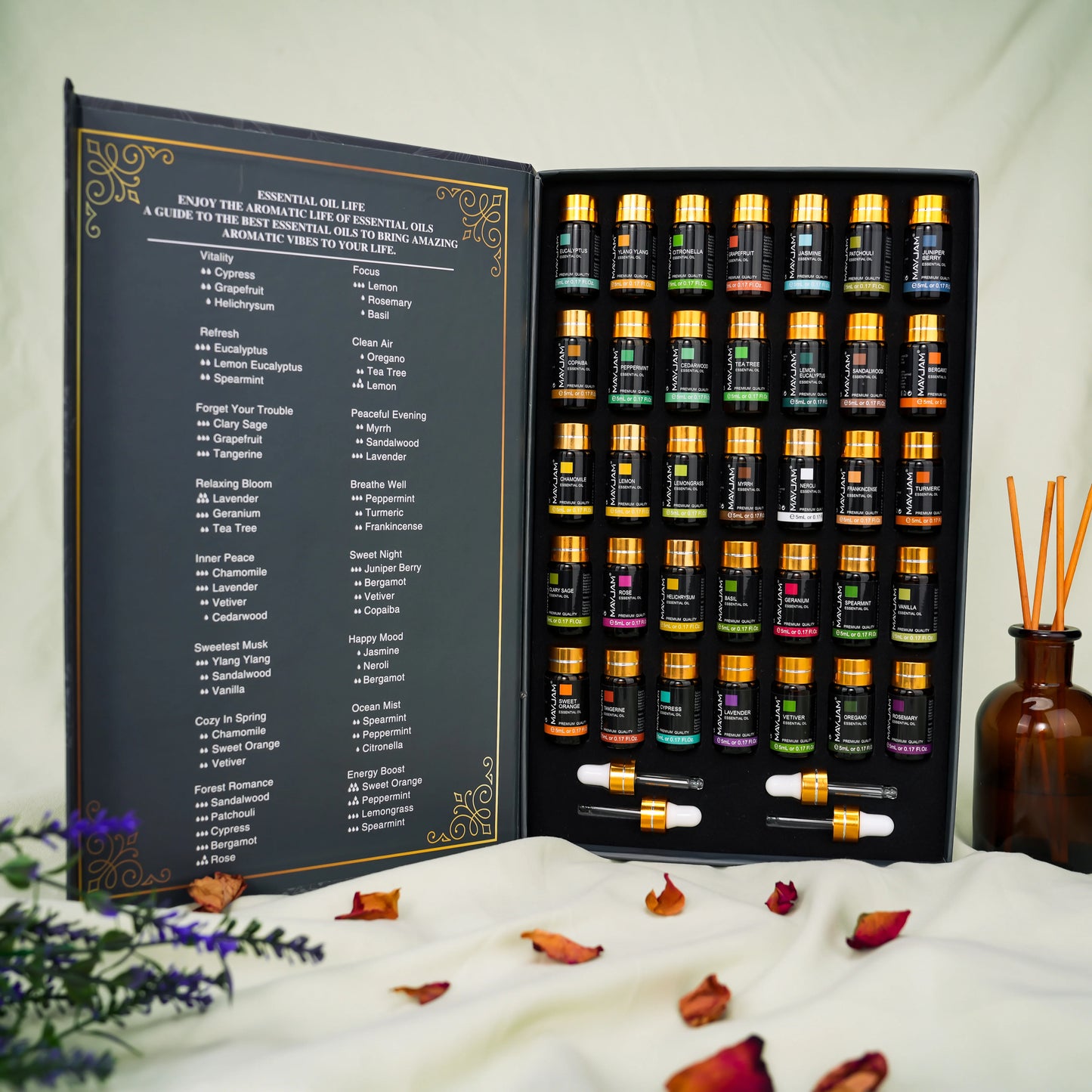 MAYJAM 35 Bottles Essential Oils Kit Gift Box Assorted Scents